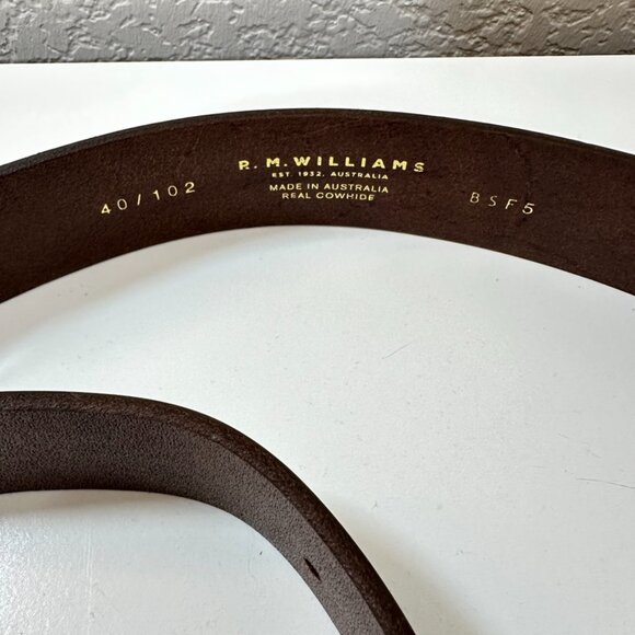 NWT R.M. Williams Drover Belt 40/102 Choc Brown Premium Real Cowhide Australia - Picture 5 of 14
